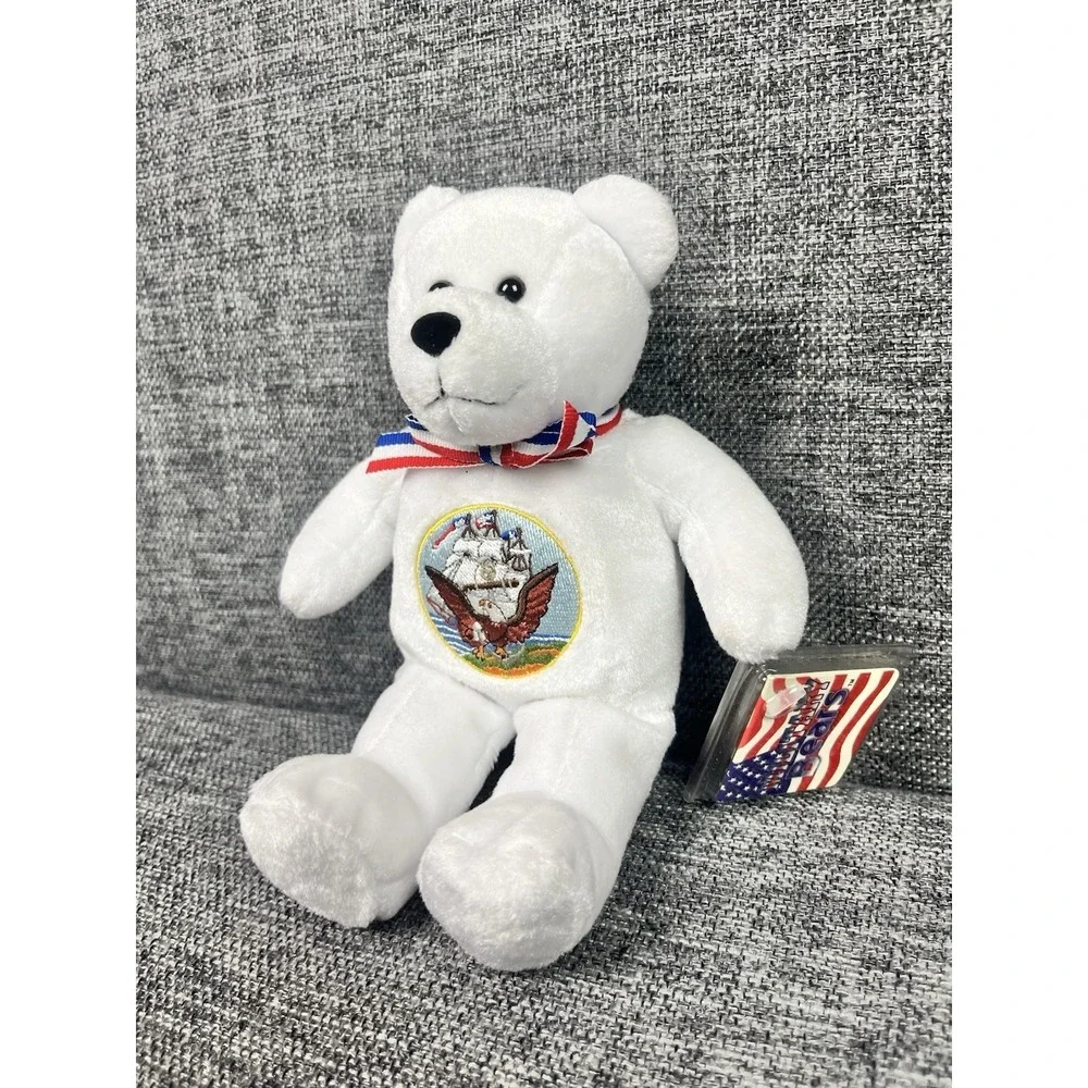 USA Navy Military Bear, Beanbag Plush, White, w/Tags 8